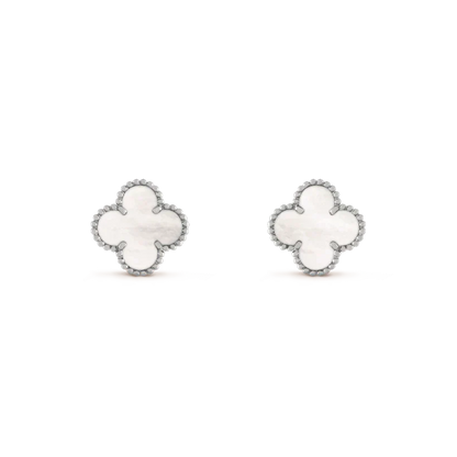 [Garvey ]CLOVER MEDIUM 1 MOTIFS  WHITE MOP EARRINGS SILVER