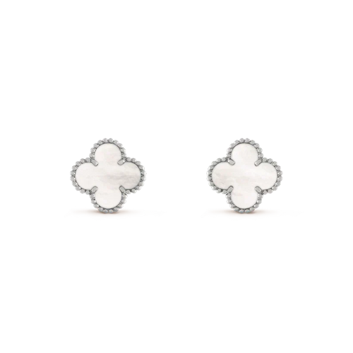 [Garvey ]CLOVER MEDIUM 1 MOTIFS  WHITE MOP EARRINGS SILVER