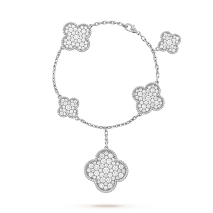 [Garvey ]CLOVER 6 MOTIFS SILVER DIAMOND BRACELET