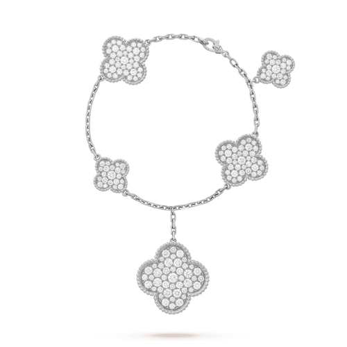 [Garvey ]CLOVER 6 MOTIFS SILVER DIAMOND BRACELET