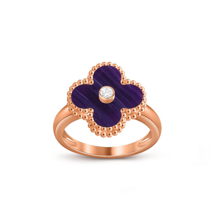 [Garvey]LUCKY CLOVER DIAMOND-ACCENT ROSE GOLD RING COLLECTION