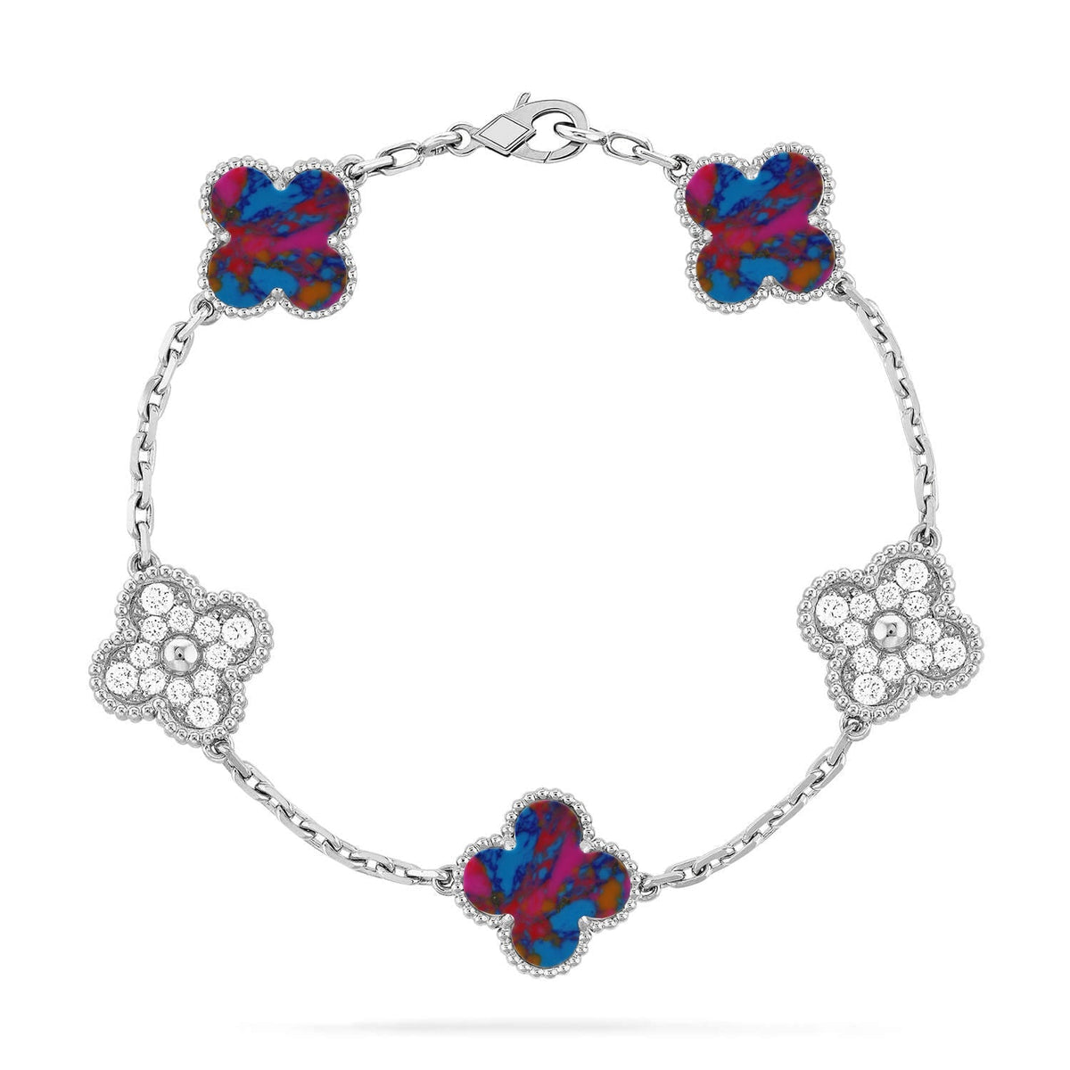[Garvey ]CLOVER 5 MOTIF COLOR GEMSTONES BRACELET COLLECTION