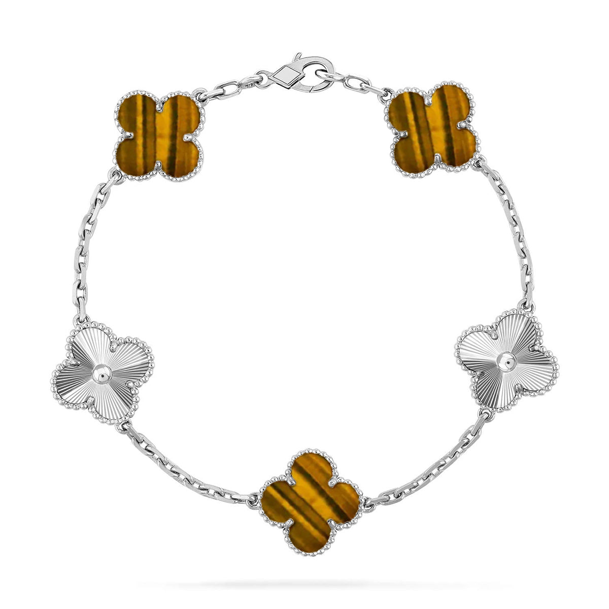 [Garvey ] CLOVER 5 MOTIFS TIGER EYE BRACELET COLLECTION