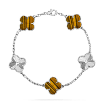 [Garvey ] CLOVER 5 MOTIFS TIGER EYE BRACELET COLLECTION