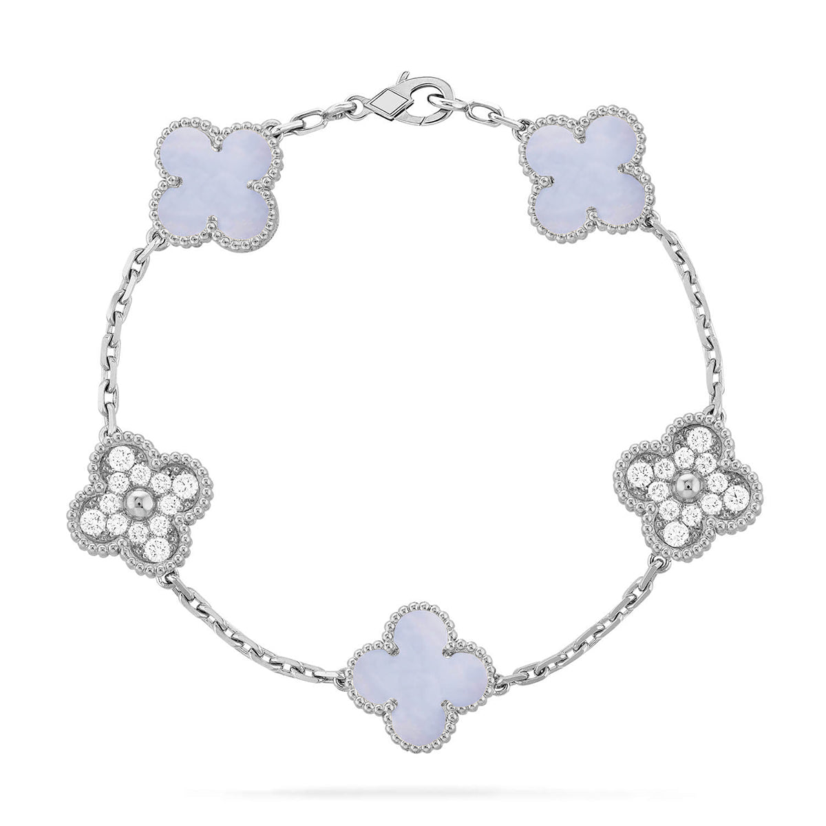 [Garvey ] CLOVER 5 MOTIF PURPLE CHALCEDONY BRACELET COLLECTION