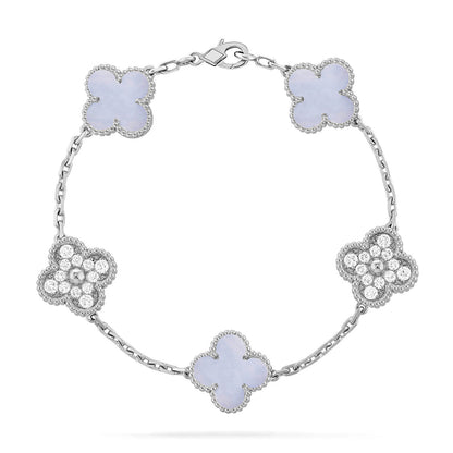 [Garvey ] CLOVER 5 MOTIF PURPLE CHALCEDONY BRACELET COLLECTION