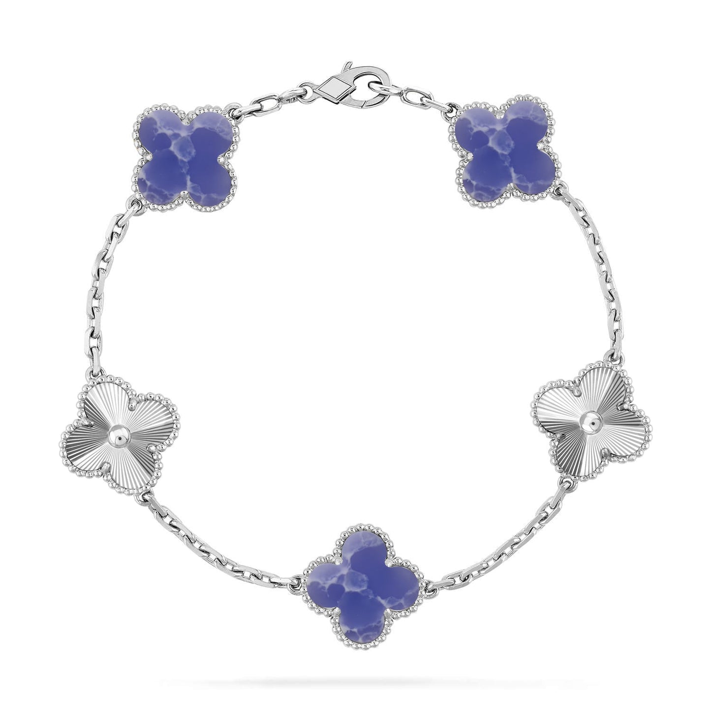 [Garvey]LUCKY CLOVER 5-MOTIF BRACELET - BLUE LARIMAR COLLECTION