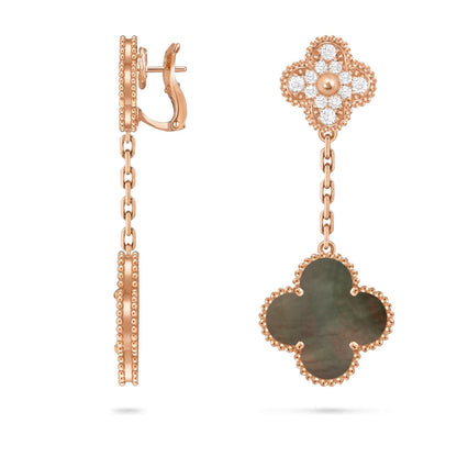 [Garvey]CLOVER DUAL-MOTIF STATEMENT STUD EARRINGS - DOUBLE-CHARM COLLECTION