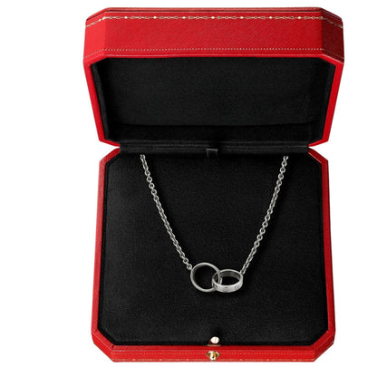 [Garvey]LOVE DOUBLE-RING INTERLOCKED NECKLACE
