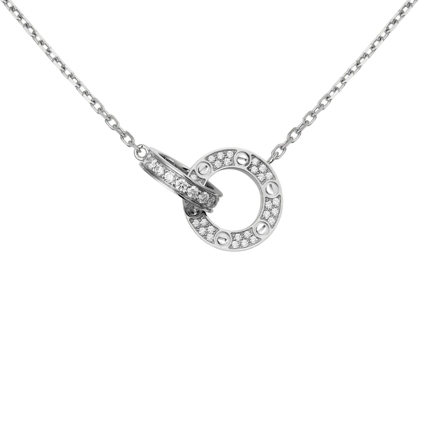 [Garvey]LOVE DOUBLE-RING PENDANT FULL-PAVÉ NECKLACE