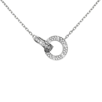 [Garvey]LOVE DOUBLE-RING PENDANT FULL-PAVÉ NECKLACE