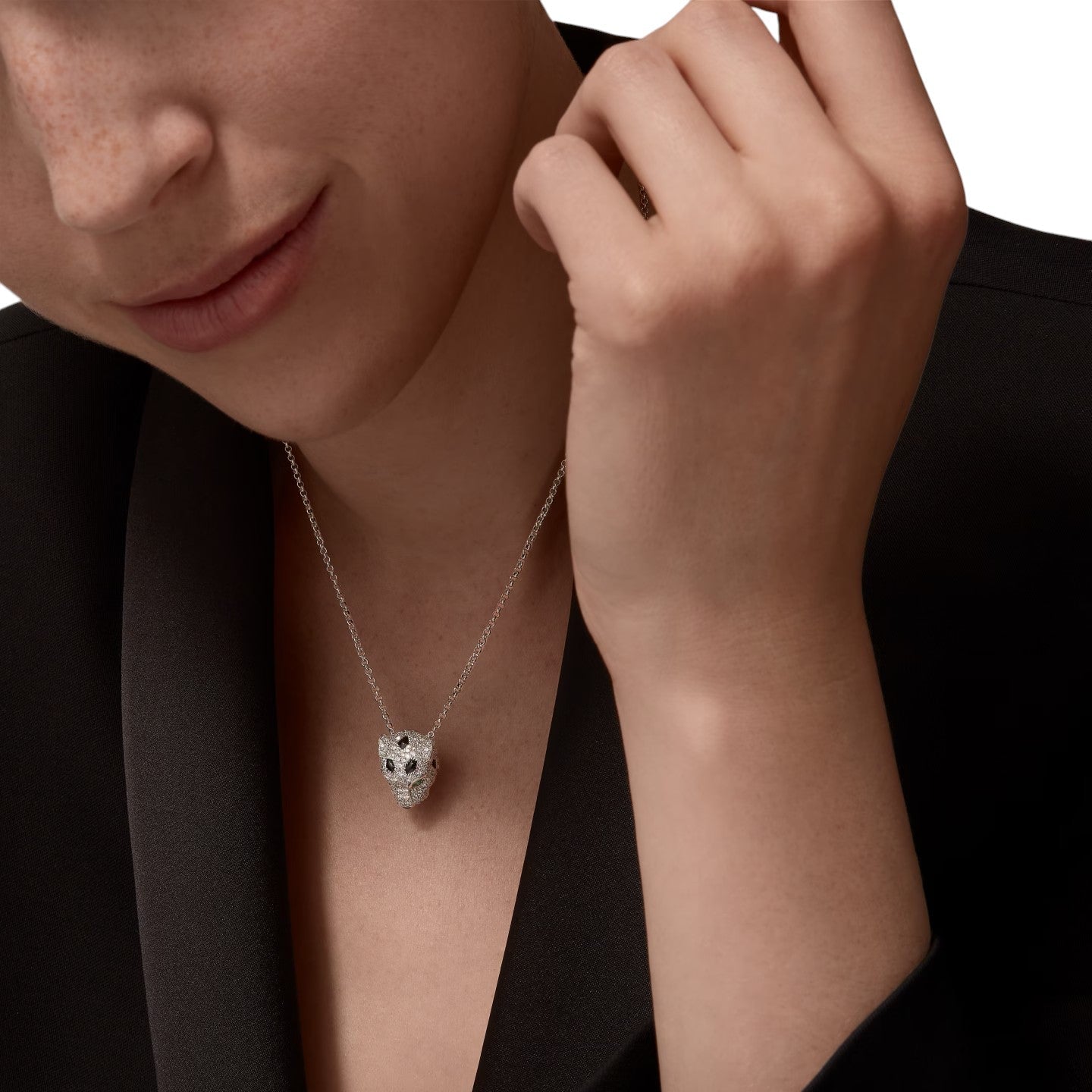 [Garvey]LEOPARD HEAD FULL PAVÉ DIAMOND PENDANT NECKLACE