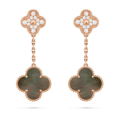 [Garvey]CLOVER DUAL-MOTIF STATEMENT STUD EARRINGS - DOUBLE-CHARM COLLECTION