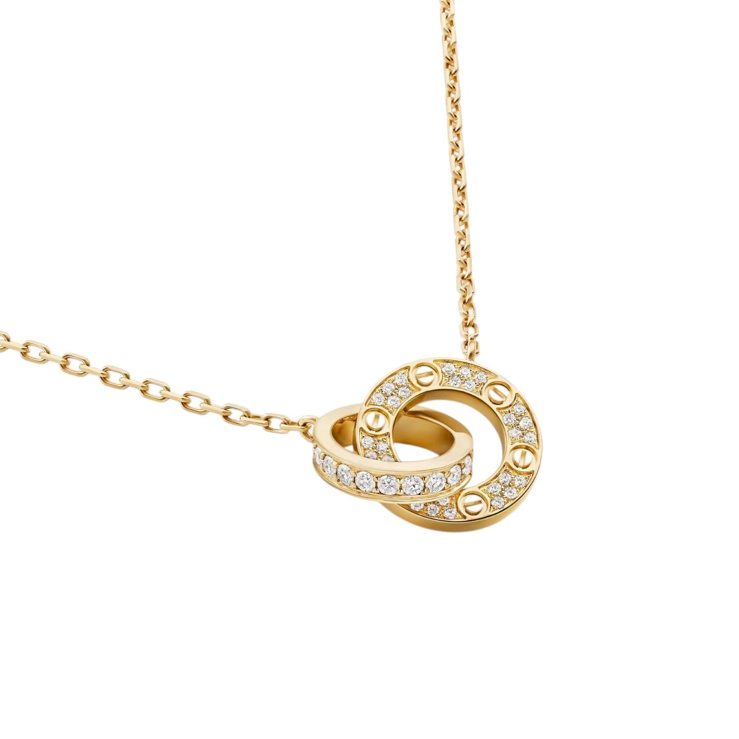 [Garvey]LOVE DOUBLE-RING PENDANT FULL-PAVÉ NECKLACE
