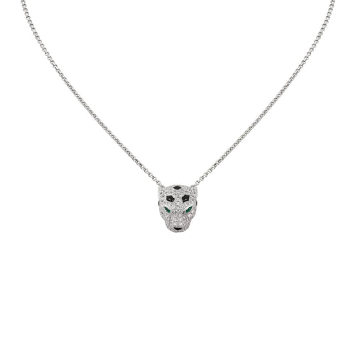 [Garvey]LEOPARD HEAD FULL PAVÉ DIAMOND PENDANT NECKLACE