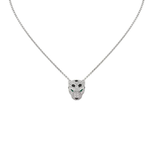 [Garvey]LEOPARD HEAD FULL PAVÉ DIAMOND PENDANT NECKLACE