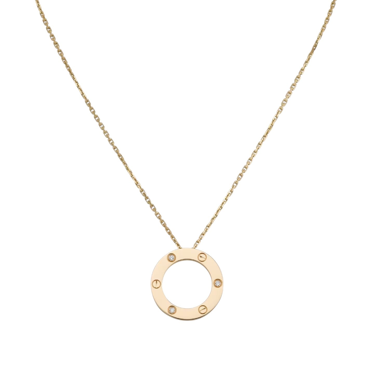 [Garvey]LOVE LARGE CIRCULAR PENDANT 3-DIAMOND NECKLACE