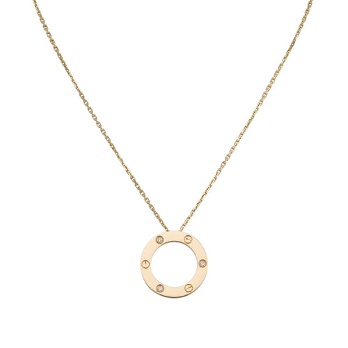 [Garvey]LOVE LARGE CIRCULAR PENDANT 3-DIAMOND NECKLACE