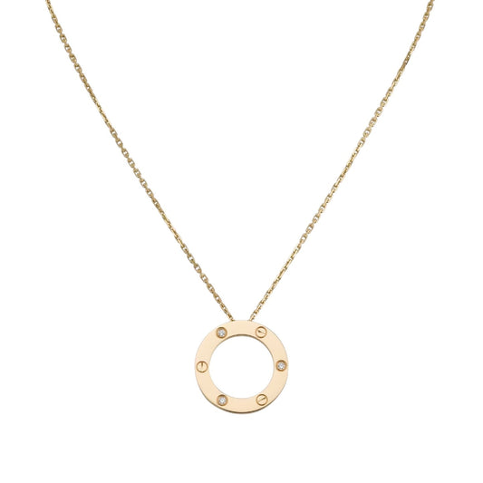 [Garvey]LOVE LARGE CIRCULAR PENDANT 3-DIAMOND NECKLACE