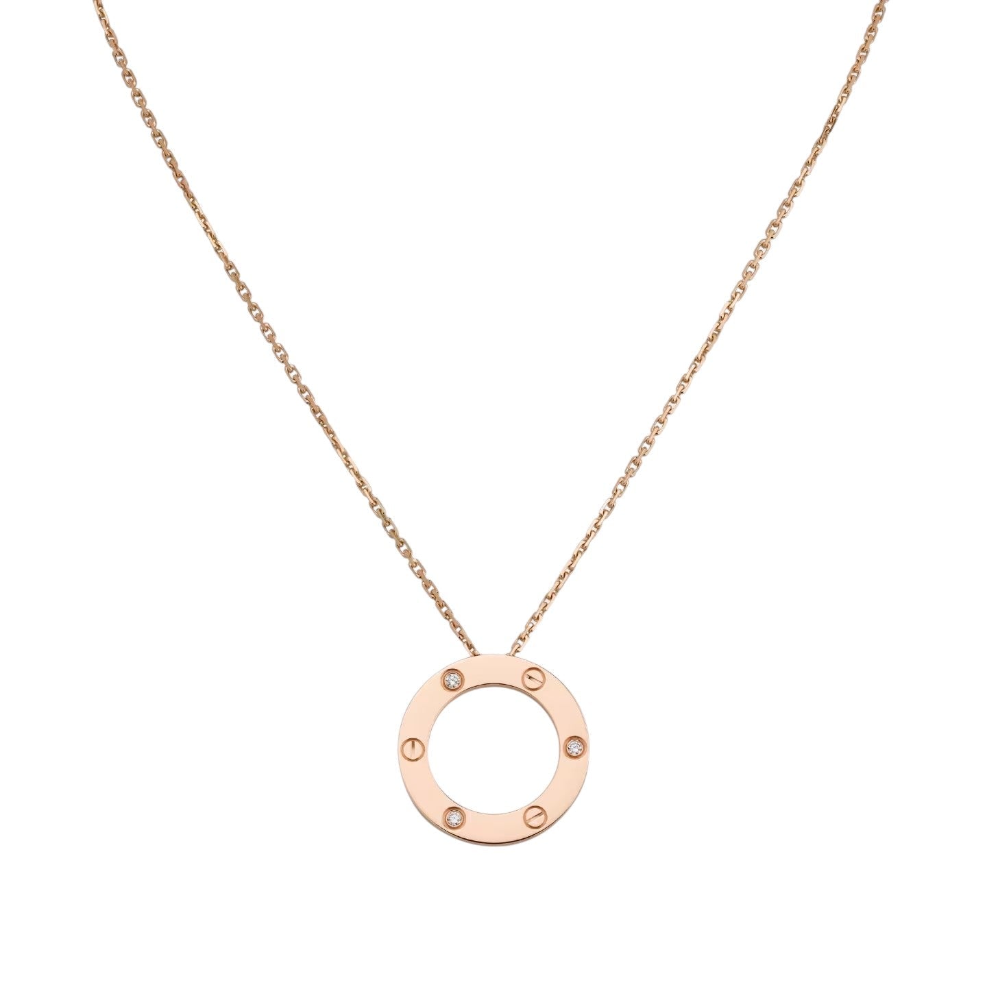 [Garvey]LOVE LARGE CIRCULAR PENDANT 3-DIAMOND NECKLACE