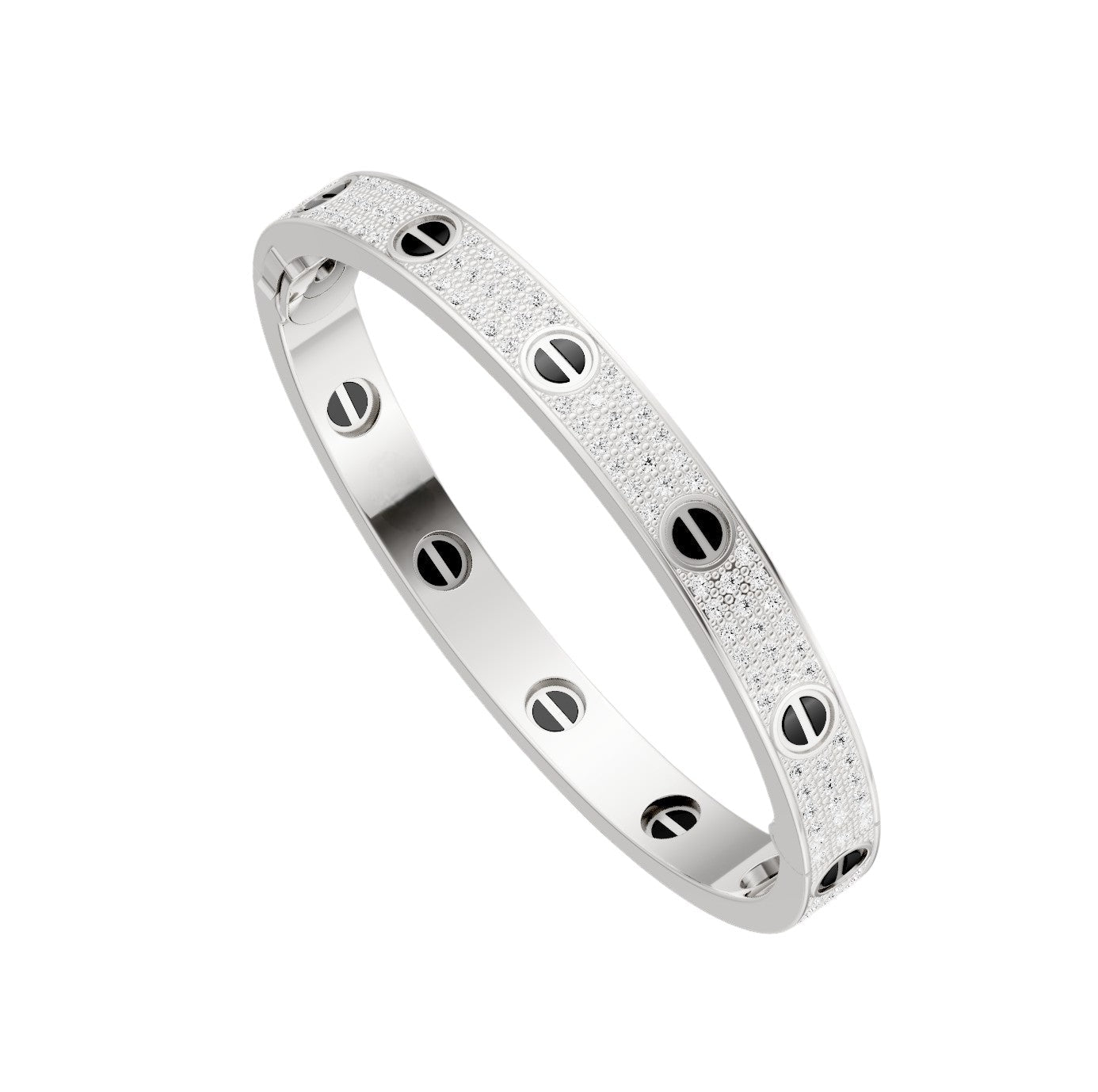[Garvey]CLASSIC 6.1MM LOVE BANGLE - DIAMOND PAVÉ & BLACK CERAMIC