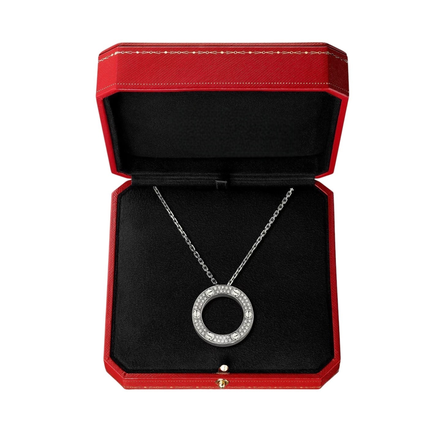 [Garvey]LOVE LARGE CIRCULAR PENDANT FULL-PAVÉ DIAMOND NECKLACE