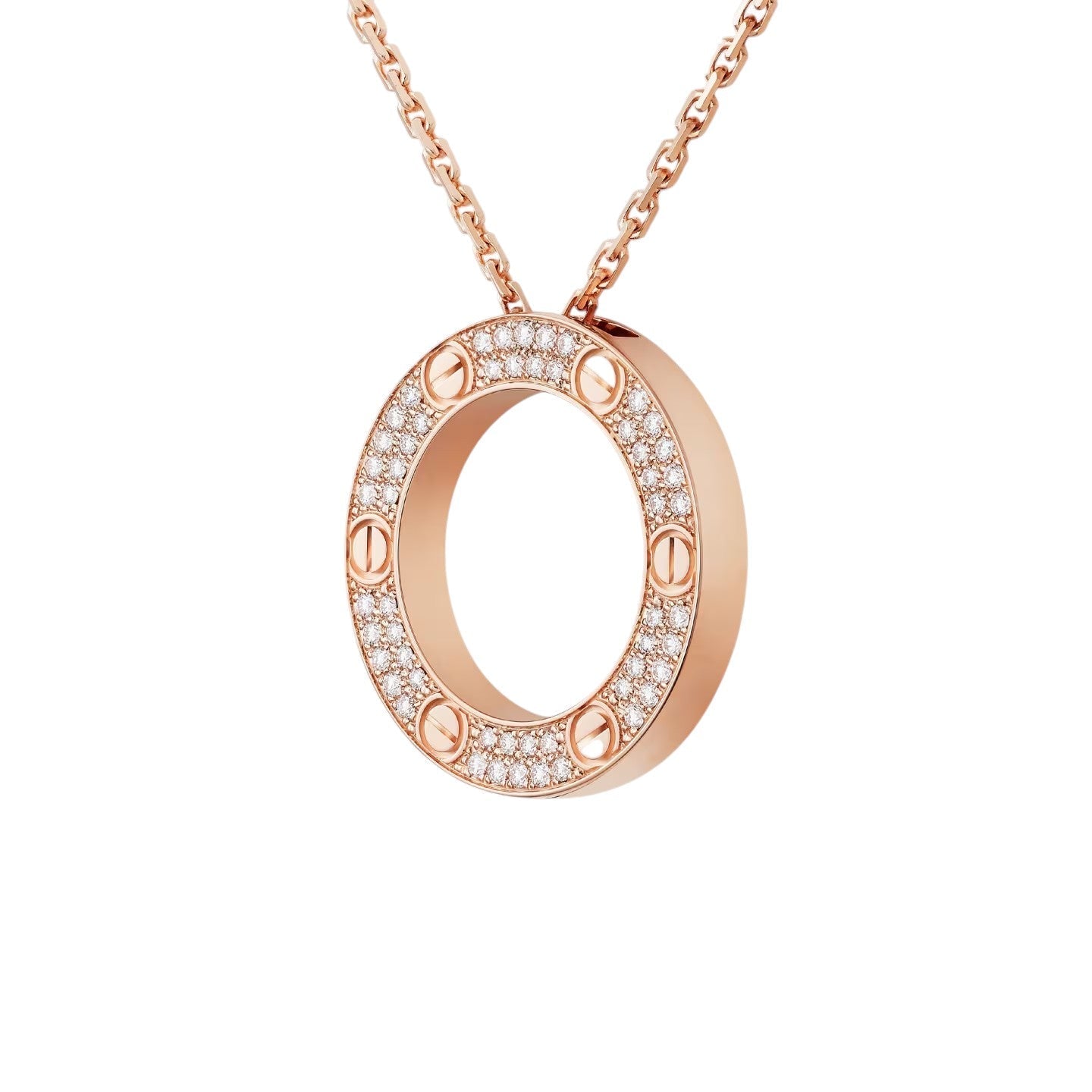 [Garvey]LOVE LARGE CIRCULAR PENDANT FULL-PAVÉ DIAMOND NECKLACE