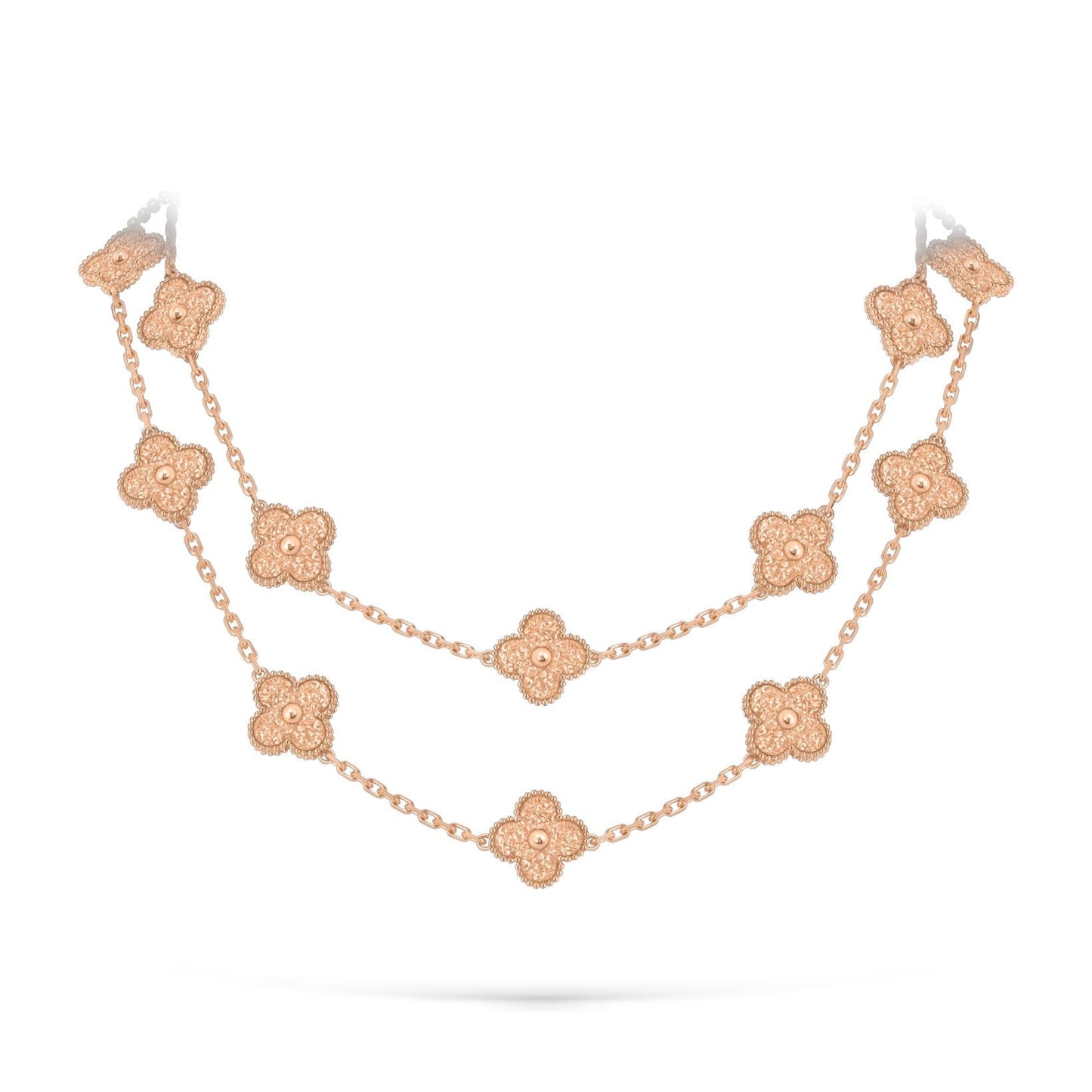 [Garvey]CLASSIC 20-MOTIF LUCKY CLOVER LONG NECKLACE ROSE GOLD COLLECTION