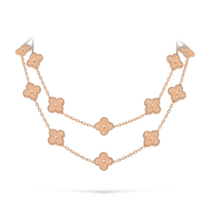 [Garvey]CLASSIC 20-MOTIF LUCKY CLOVER LONG NECKLACE ROSE GOLD COLLECTION