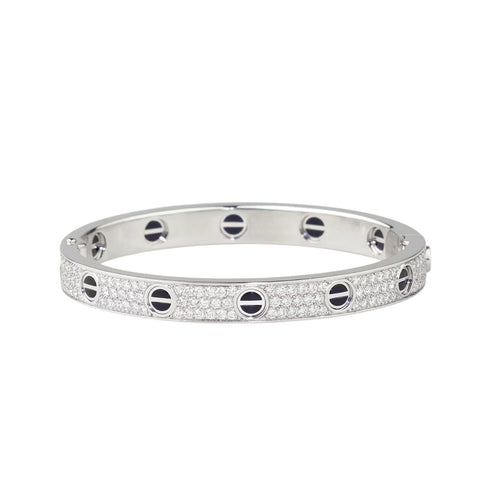 [Garvey]CLASSIC 6.1MM LOVE BANGLE - DIAMOND PAVÉ & BLACK CERAMIC