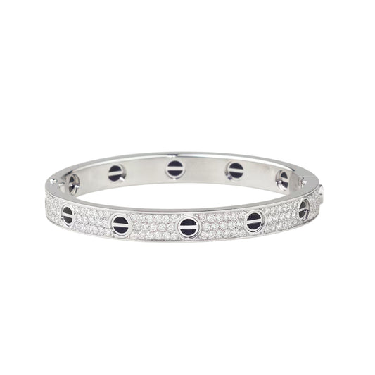 [Garvey]CLASSIC 6.1MM LOVE BANGLE - DIAMOND PAVÉ & BLACK CERAMIC