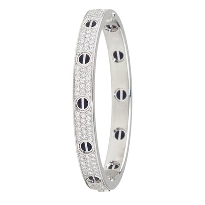 [Garvey]CLASSIC 6.1MM LOVE BANGLE - DIAMOND PAVÉ & BLACK CERAMIC
