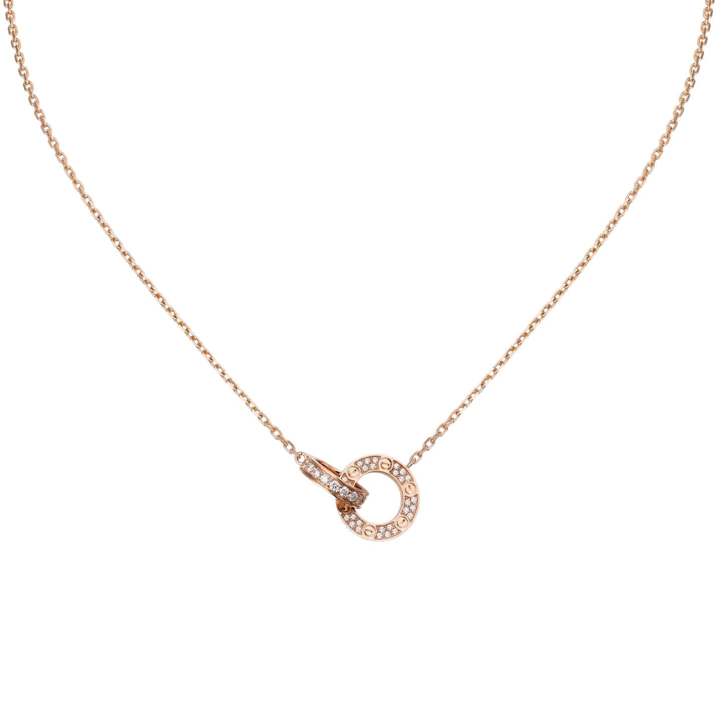 [Garvey]LOVE DOUBLE-RING PENDANT FULL-PAVÉ NECKLACE