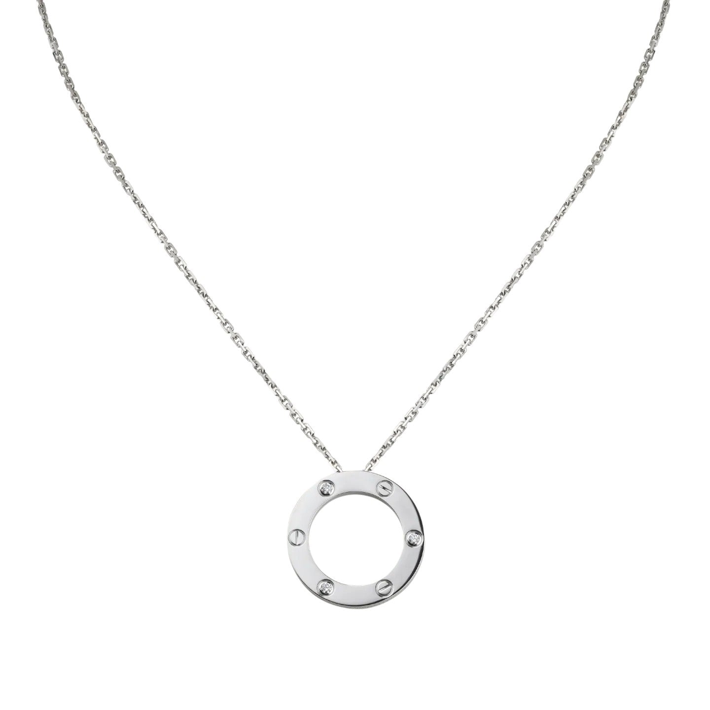 [Garvey]LOVE LARGE CIRCULAR PENDANT 3-DIAMOND NECKLACE