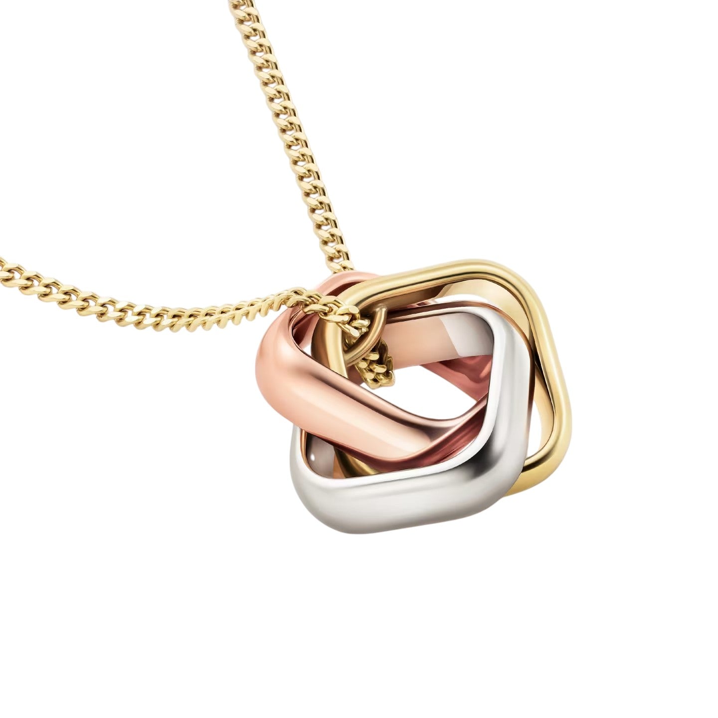 [Garvey]TRI-COLOR SQUARE RING NECKLACE