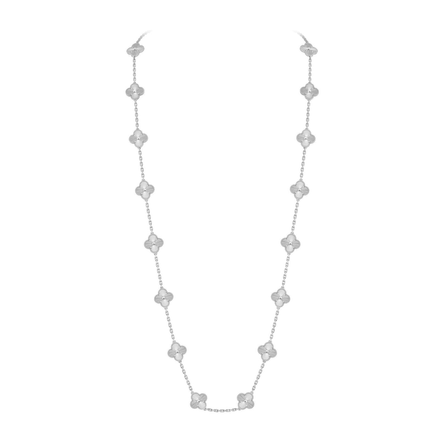 [Garvey]CLASSIC 20-MOTIF LUCKY CLOVER LONG NECKLACE WHITE GOLD COLLECTION