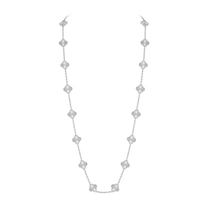 [Garvey]CLASSIC 20-MOTIF LUCKY CLOVER LONG NECKLACE WHITE GOLD COLLECTION