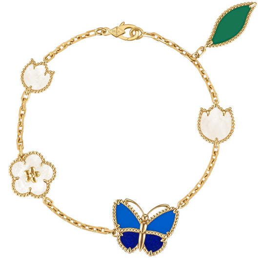 [Garvey]SPRING ENCHANTMENT BUTTERFLY & FLORAL CHARM BRACELET