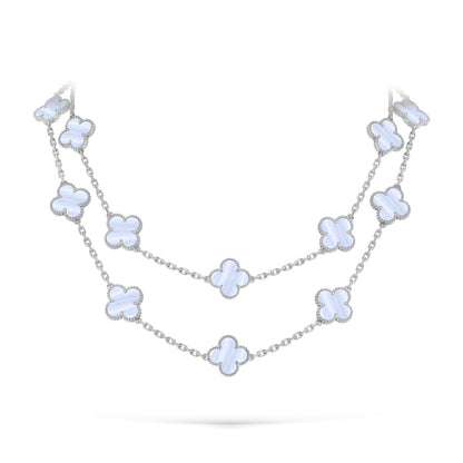 [Garvey]CLASSIC 20-MOTIF LUCKY CLOVER LONG NECKLACE WHITE GOLD COLLECTION