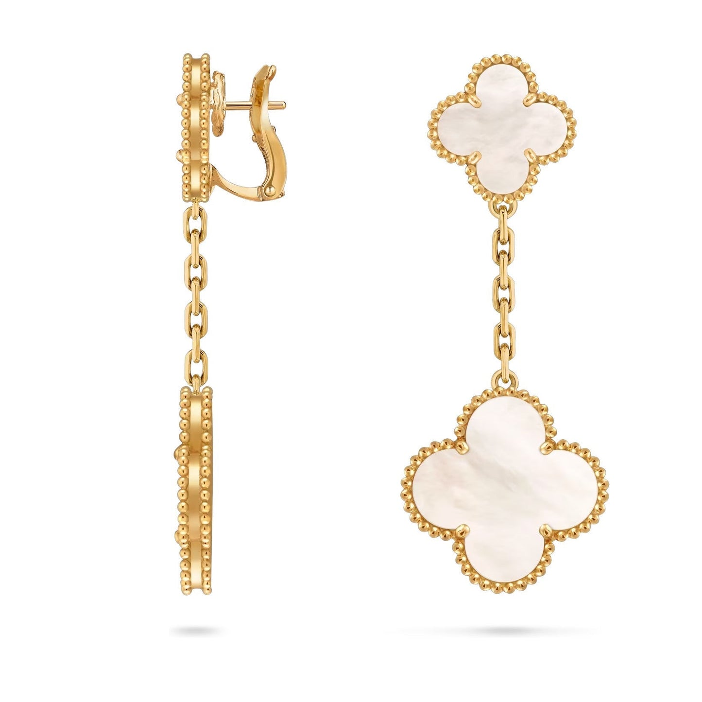[Garvey]CLOVER DUAL-MOTIF STATEMENT STUD EARRINGS - DOUBLE-CHARM COLLECTION
