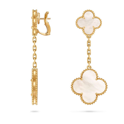 [Garvey]CLOVER DUAL-MOTIF STATEMENT STUD EARRINGS - DOUBLE-CHARM COLLECTION