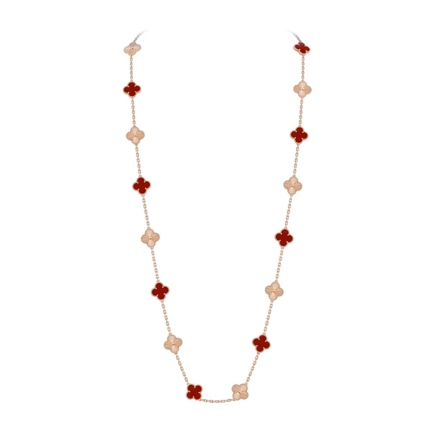 [Garvey]CLASSIC 20-MOTIF LUCKY CLOVER LONG NECKLACE ROSE GOLD COLLECTION