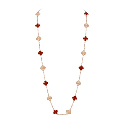 [Garvey]CLASSIC 20-MOTIF LUCKY CLOVER LONG NECKLACE ROSE GOLD COLLECTION