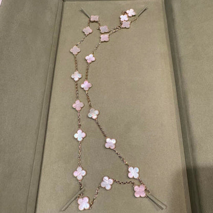 [Garvey ]CLOVER 20 MOTIFS PINK MOP NECKLACE