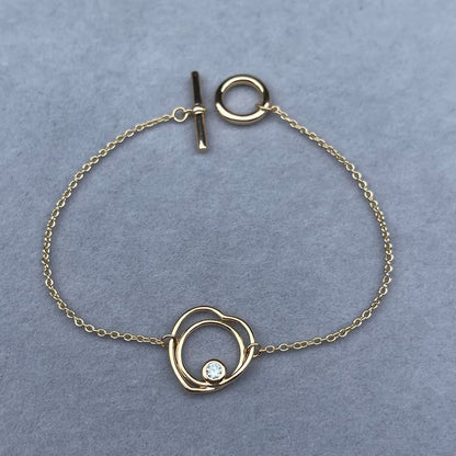 [Garvey]HOLLOW HEART SINGLE DIAMOND BRACELET