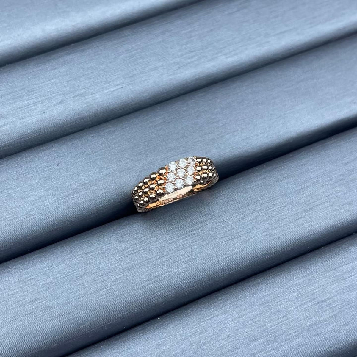 [Garvey]NARROW BEADED RING WITH DIAMONDS
