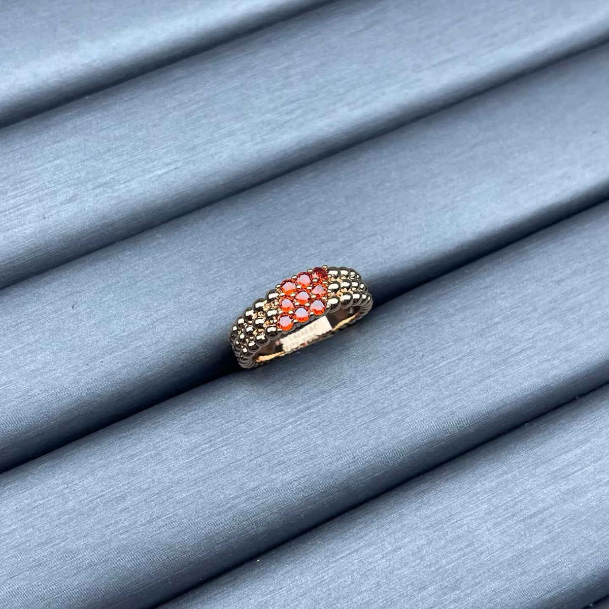 [Garvey]NARROW BEADED RING WITH DIAMONDS