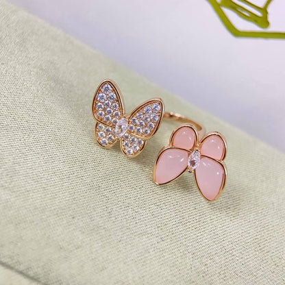 [Garvey]TWIN BUTTERFLY NEW DIAMOND & PINK BUTTERFLY RING