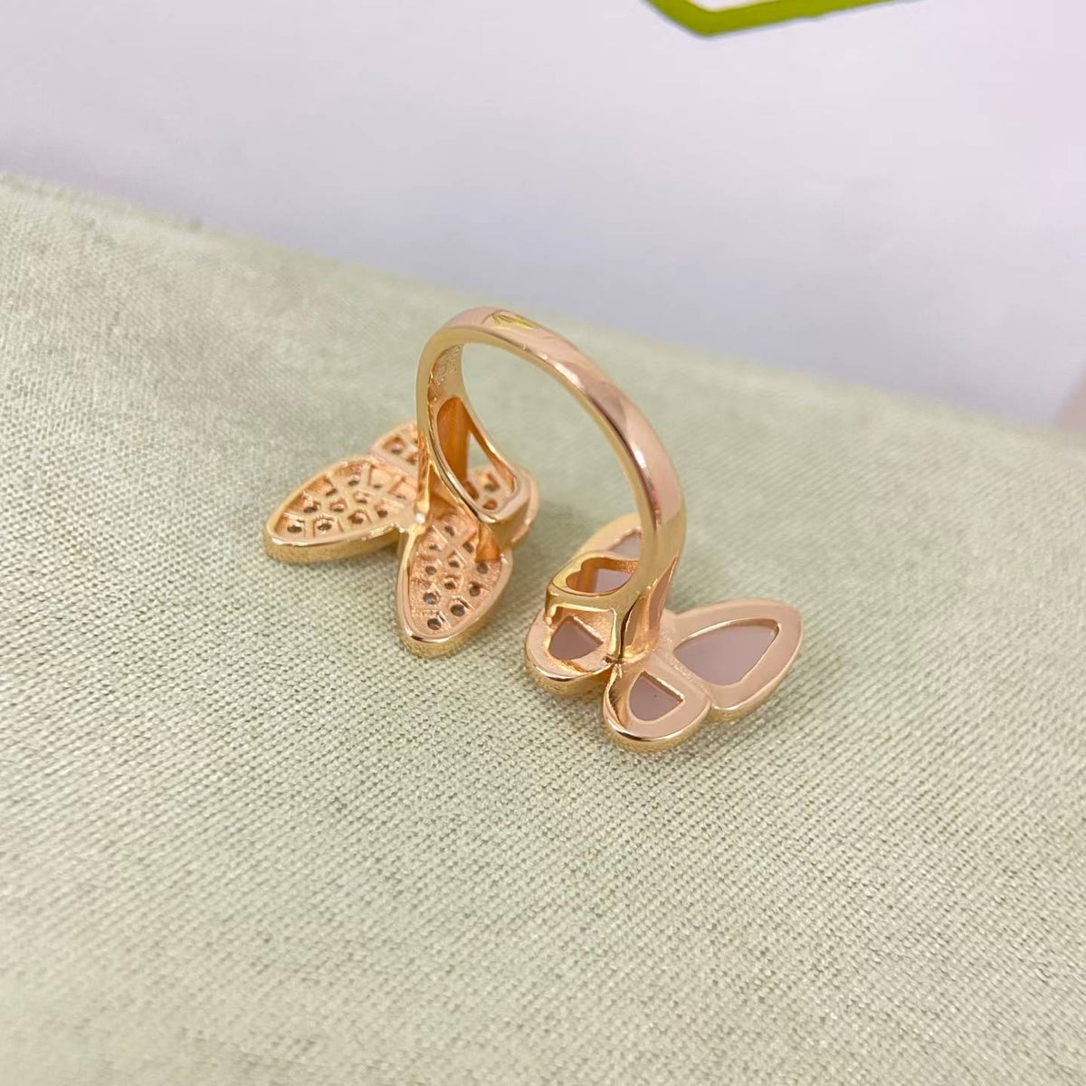 [Garvey]TWIN BUTTERFLY NEW DIAMOND & PINK BUTTERFLY RING