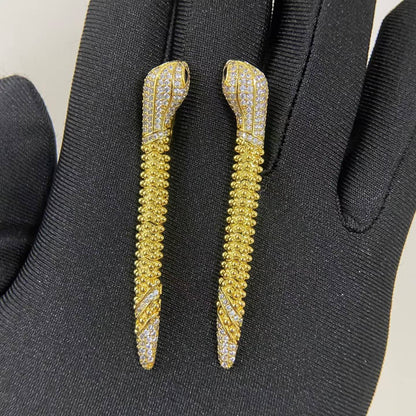 [Garvey]DIAMOND-SET DEW DROP SERPENT SERIES SNAKE CLIP EARRINGS